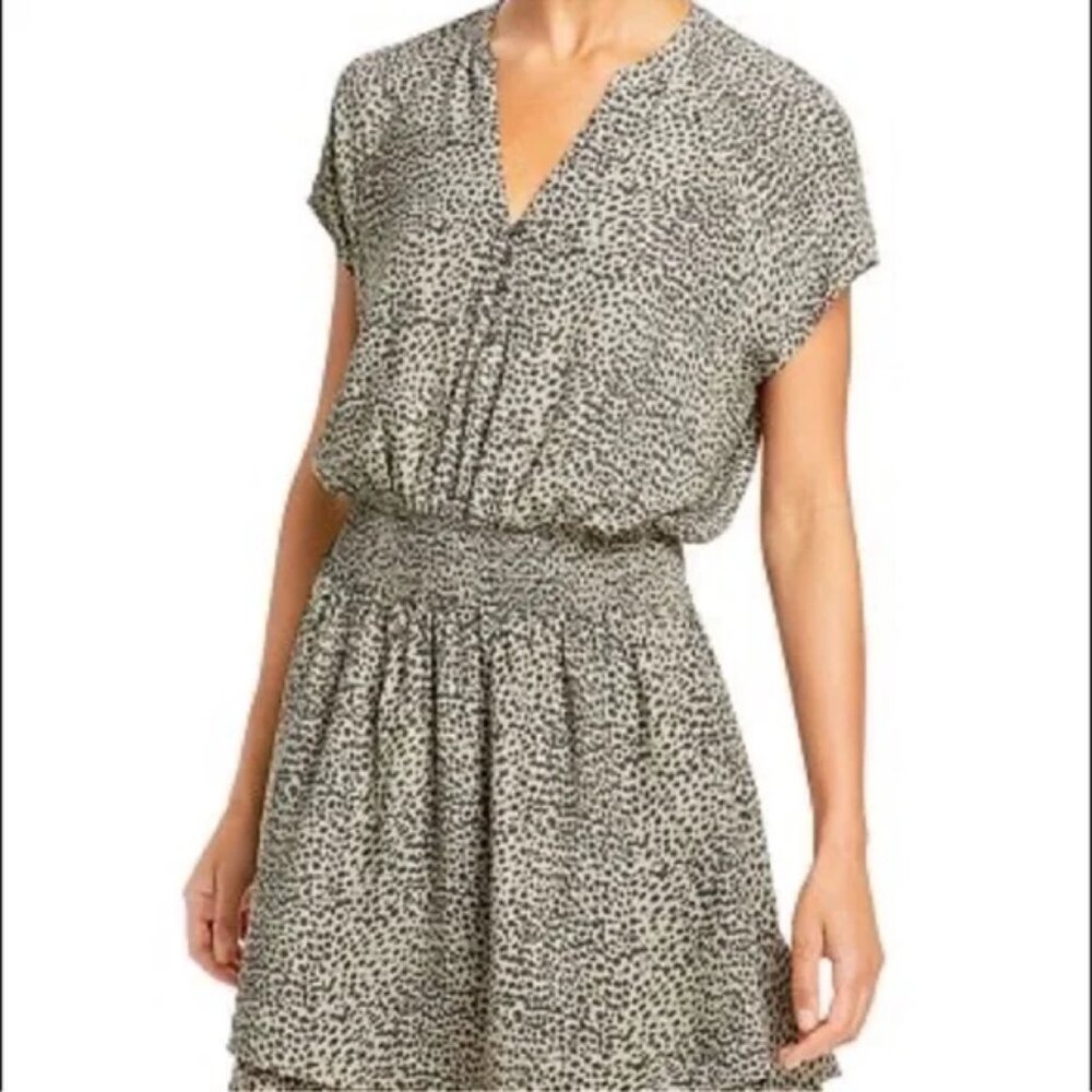 RAILS Karla Lynx Mini Dress Leopard Print OLIVE LYNX Sz XS
